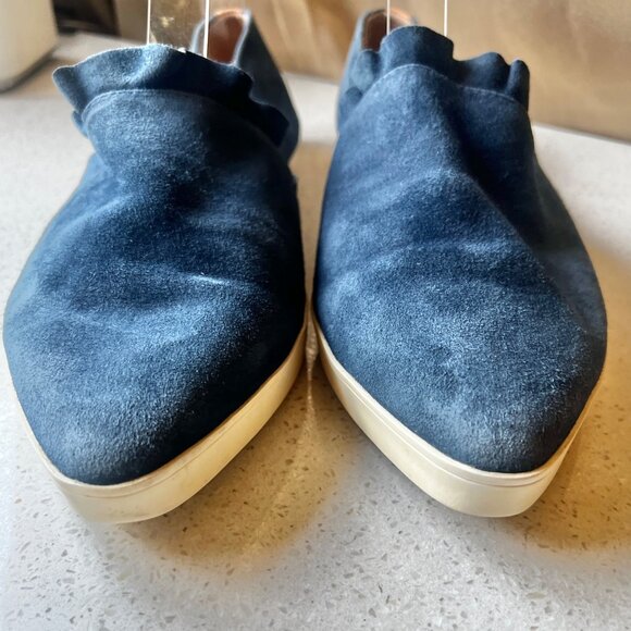 Kenneth Cole Gentle Souls Womens Size 9 Blue Suede Flats With Ruffled Trim - Picture 7 of 12